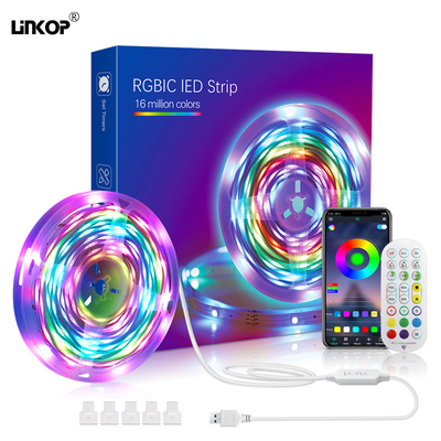 Un buen precio. Lámparas de banda LED USB Control remoto inteligente Bluetooth Música 5050 Conjunto de banda de luz en línea