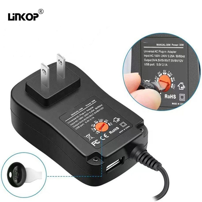 Un buen precio. Fuente de alimentación LED de 30w 3-12v conmutador ajustable para altavoz del router de la cámara en línea