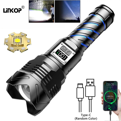 Harga yang bagus Lampu flash LED super terang dapat diisi ulang Aluminium Alloy Zoom Digital Display on line