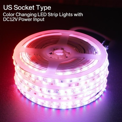 Harga yang bagus US Socket Type Color Changing LED Strip Lampu dengan DC12V Power Input on line